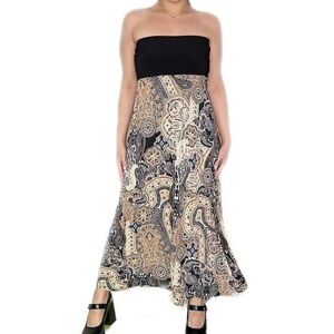 Vintage Strapless Paisley Maxi Dress